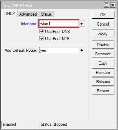 تنظیمات DHCP Client