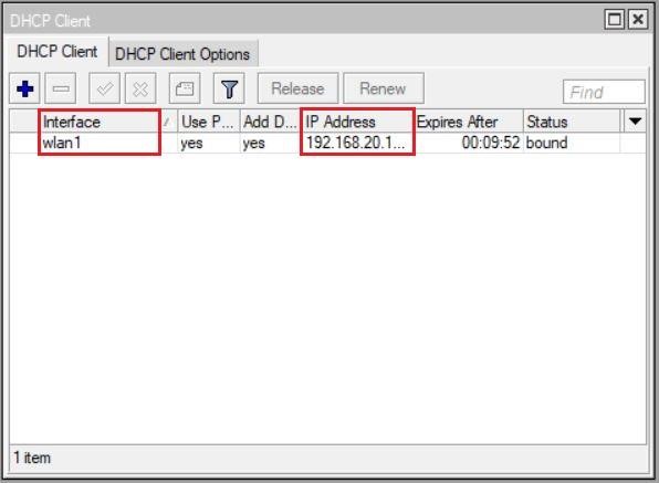 تنظیم IP از طریق DHCP Client