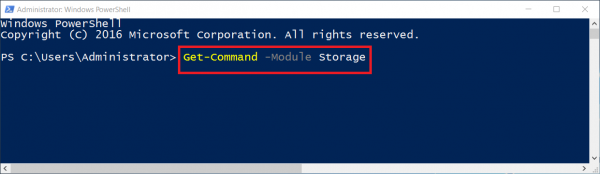 دستور Get -command -Module storage در پاورشل