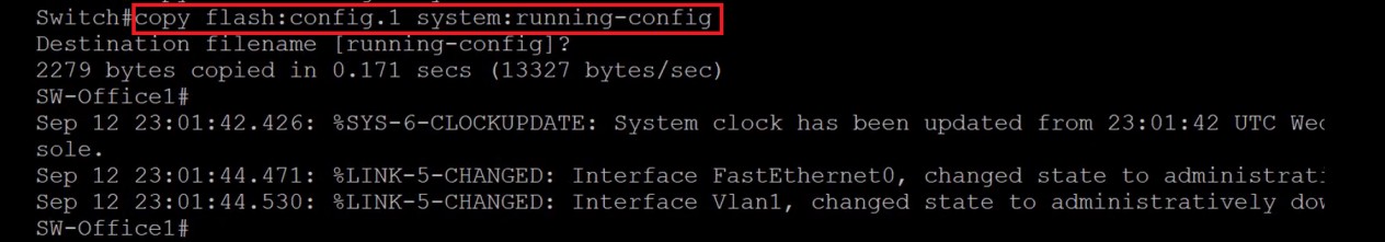دستور copy flash:config.new system:runnig-config